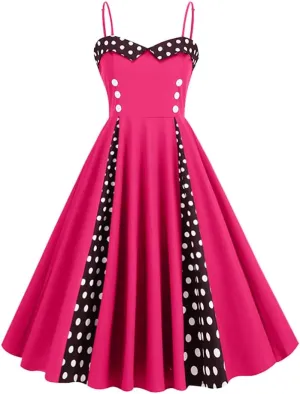1950s Dresses for Women Vintage Retro Cocktail Party Swing Dresses Halter Floral Rockabilly 50s Polka Dot Pin up Dress