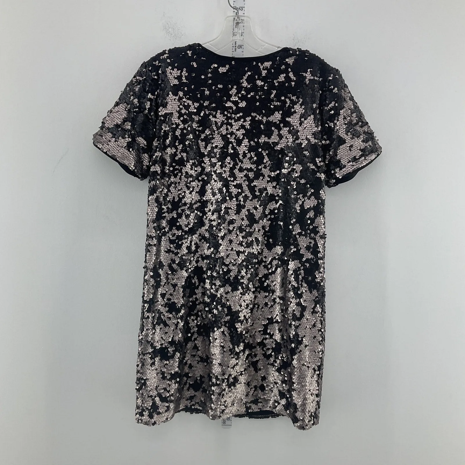 1.State Women's Black/Silver Metallic Glam Sequin Shirt Mini Dress Size S