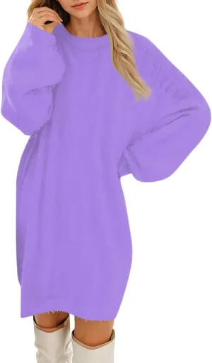 2024 Women's Plush Dress Fashion Loose Casual Comfortable Peplum Premium Feeling Sweater Dresses