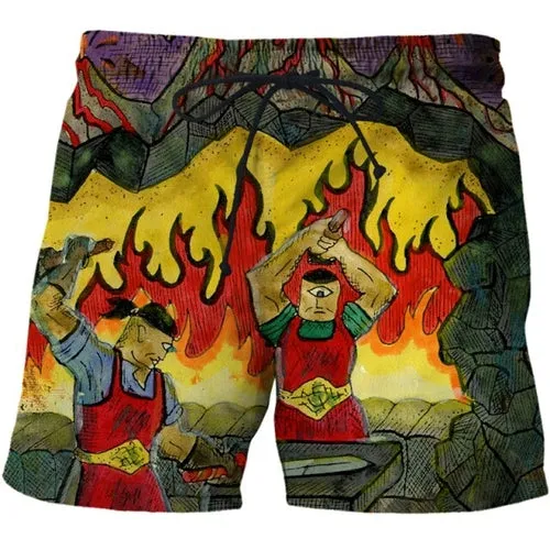 3D Shorts Cerberus Printed Casual Swimming Beach Shorts Fashion