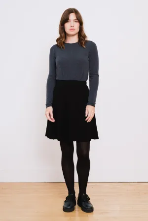 A-Line Short Wool Skirt , Black