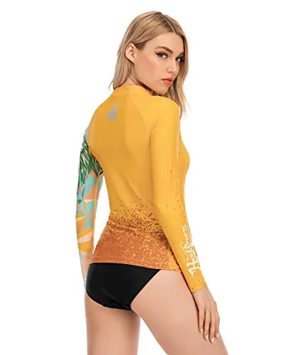 ADOREISM Womens Long Sleeve Rash Guard Compression UPF 50  Swim Shirts Surf Swimsuit Top(King Kong,S)