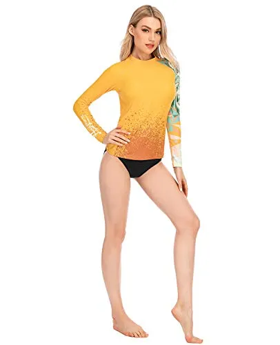 ADOREISM Womens Long Sleeve Rash Guard Compression UPF 50  Swim Shirts Surf Swimsuit Top(King Kong,S)