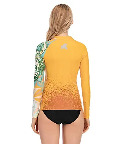 ADOREISM Womens Long Sleeve Rash Guard Compression UPF 50  Swim Shirts Surf Swimsuit Top(King Kong,S)