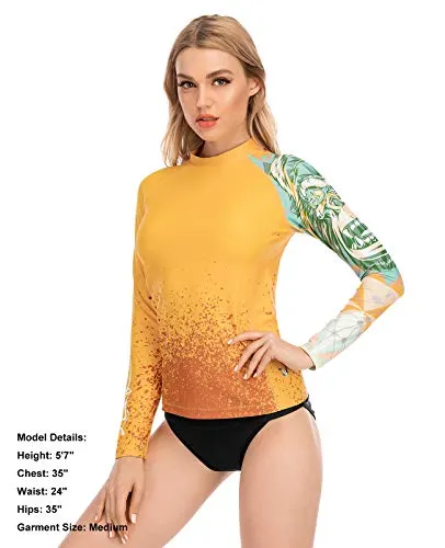 ADOREISM Womens Long Sleeve Rash Guard Compression UPF 50  Swim Shirts Surf Swimsuit Top(King Kong,S)