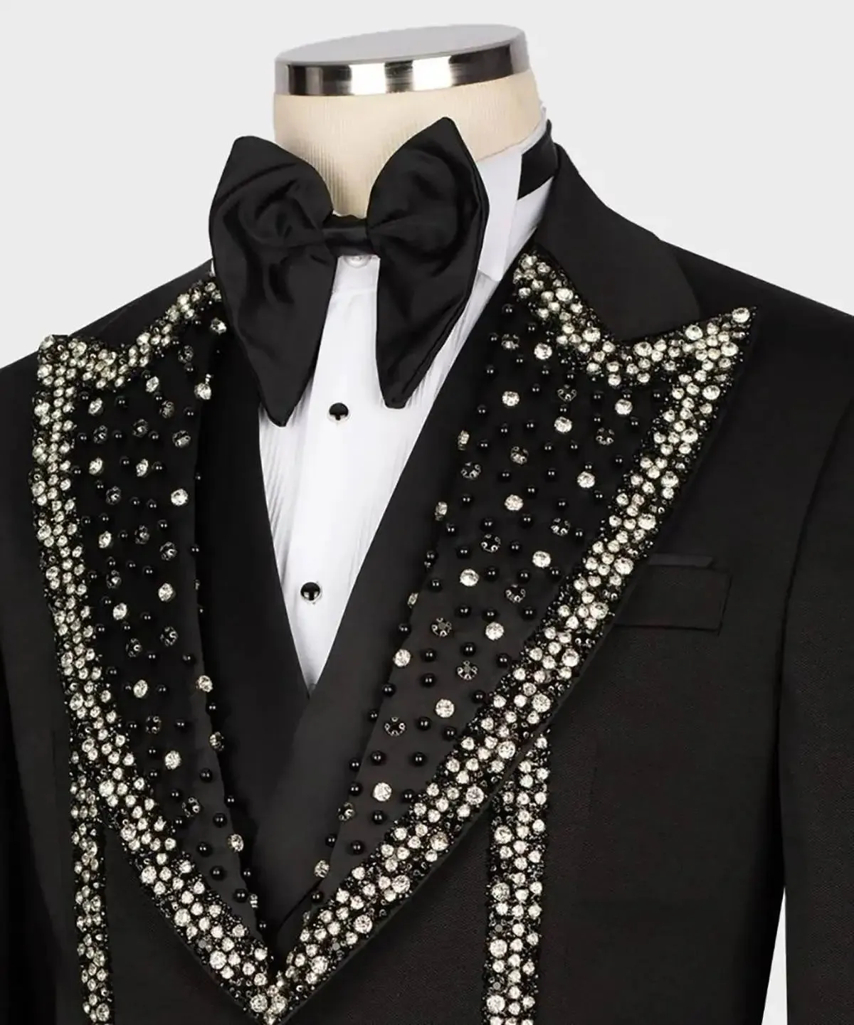Aidase Luxury Men Wedding Suits Crystal Peaked Lapel Single Breasted Tuxedos Groom Business Party 2 Psc Blazer Pants Custom Made