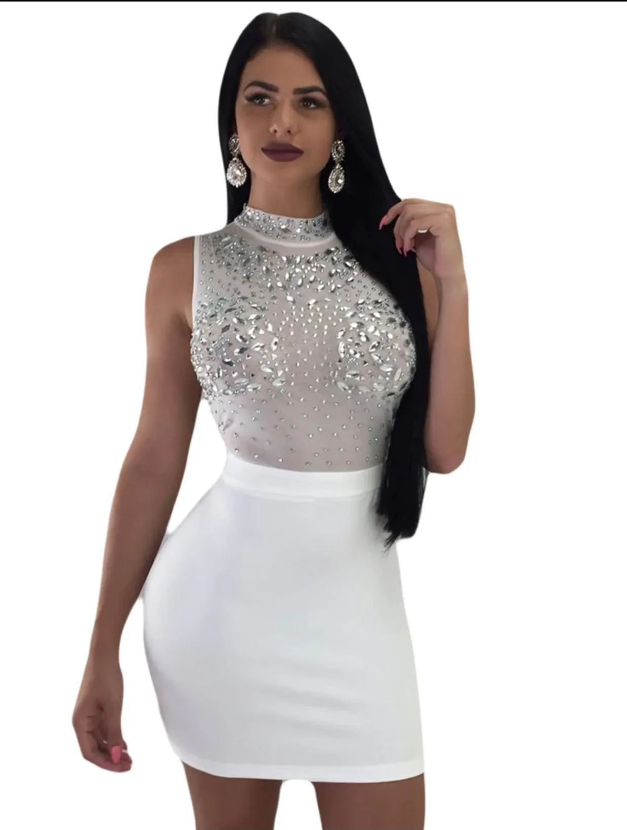 All White w Diamond chips embel
