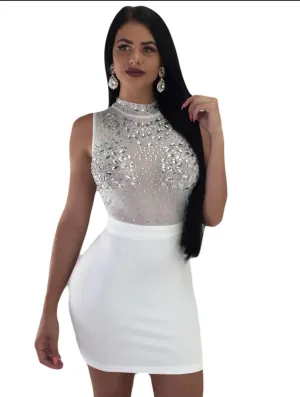 All White w Diamond chips embel