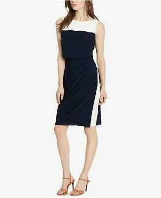 American Living Womens Julius Popover Sleeveless Party Dress, Navy, Size 16
