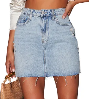 Angerella Skorts Skirts for Women Denim Mini Skirt High Waisted Jean Shorts Stretchy Denim Skirts