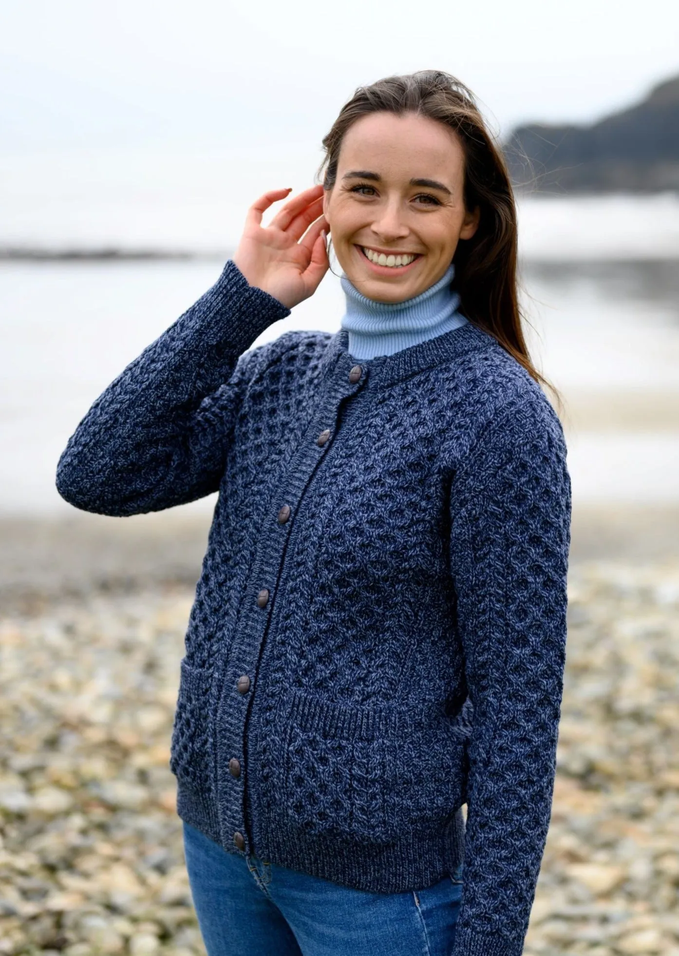 Aran Lumber Cardigan | Demin Marl
