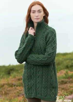 Aran Troyer Neck Zip Coat | Army Nep