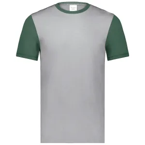 Augusta Sportswear Men's Grey Heather/Dark Green Heather Gameday Vintage Ringer Tee