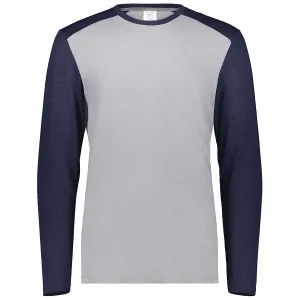 Augusta Sportswear Men's Grey Heather/Navy Heather Gameday Vintage Long Sleeve Tee
