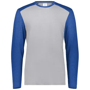 Augusta Sportswear Men's Grey Heather/Royal Heather Gameday Vintage Long Sleeve Tee