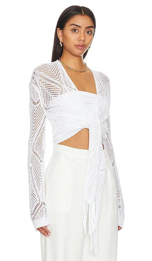 Autumn Cashmere Tie Front Cardigan in White