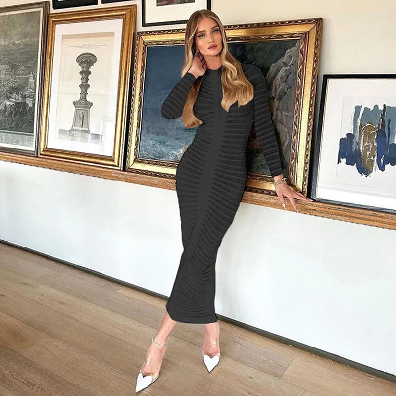 Autumn Long Sleeve Round Neck Slim Fit Dress