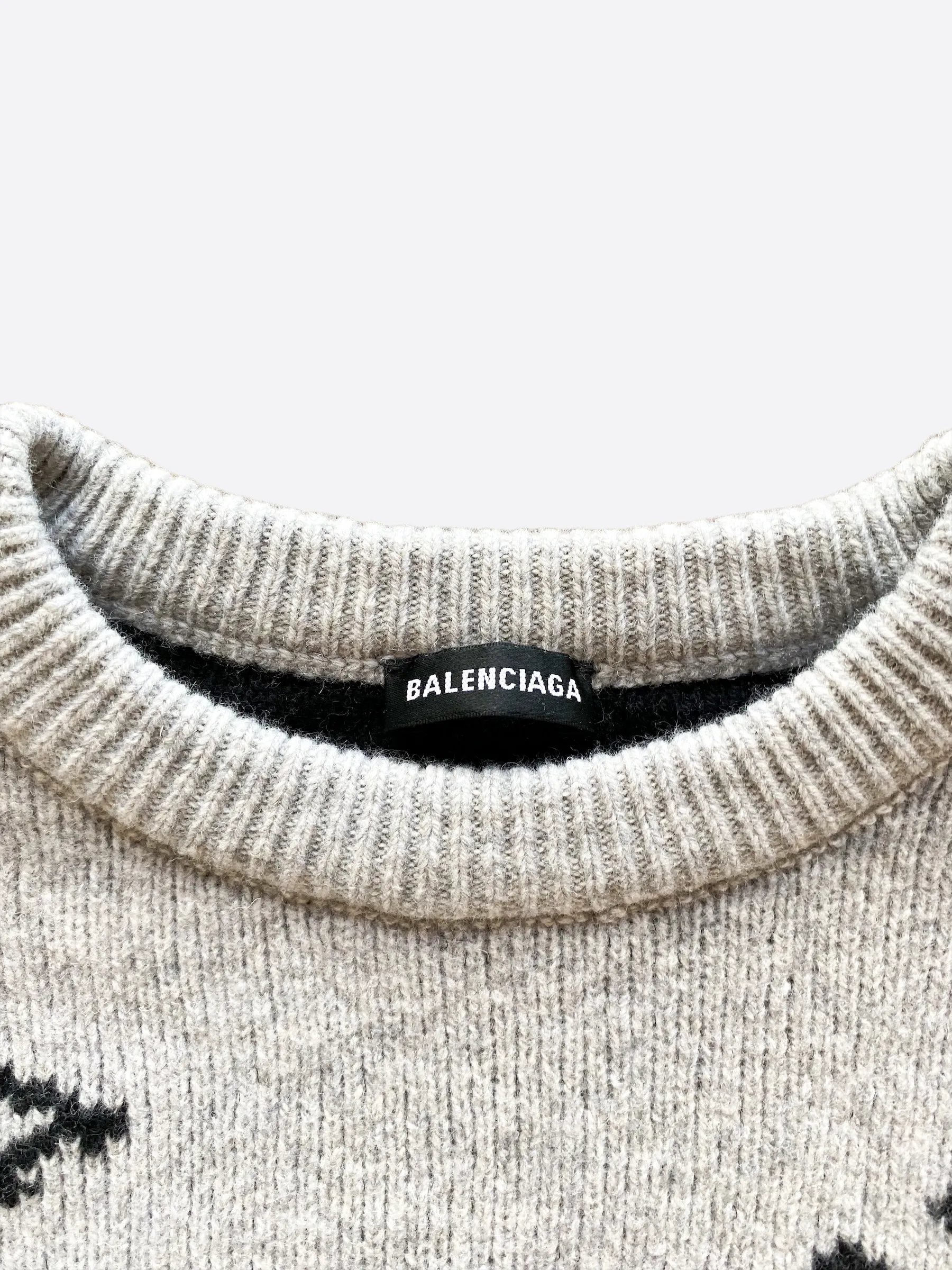 Balenciaga Grey All Over Logo Sweater