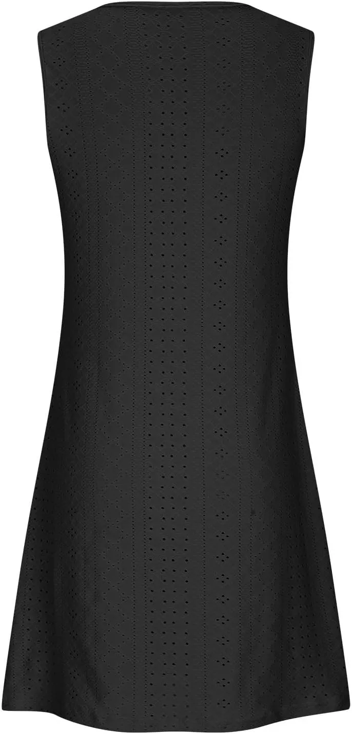 Beach Dresses for Women Knee Length Sleeveless Sun Dress Comfy Lightweight Elelet Dresses