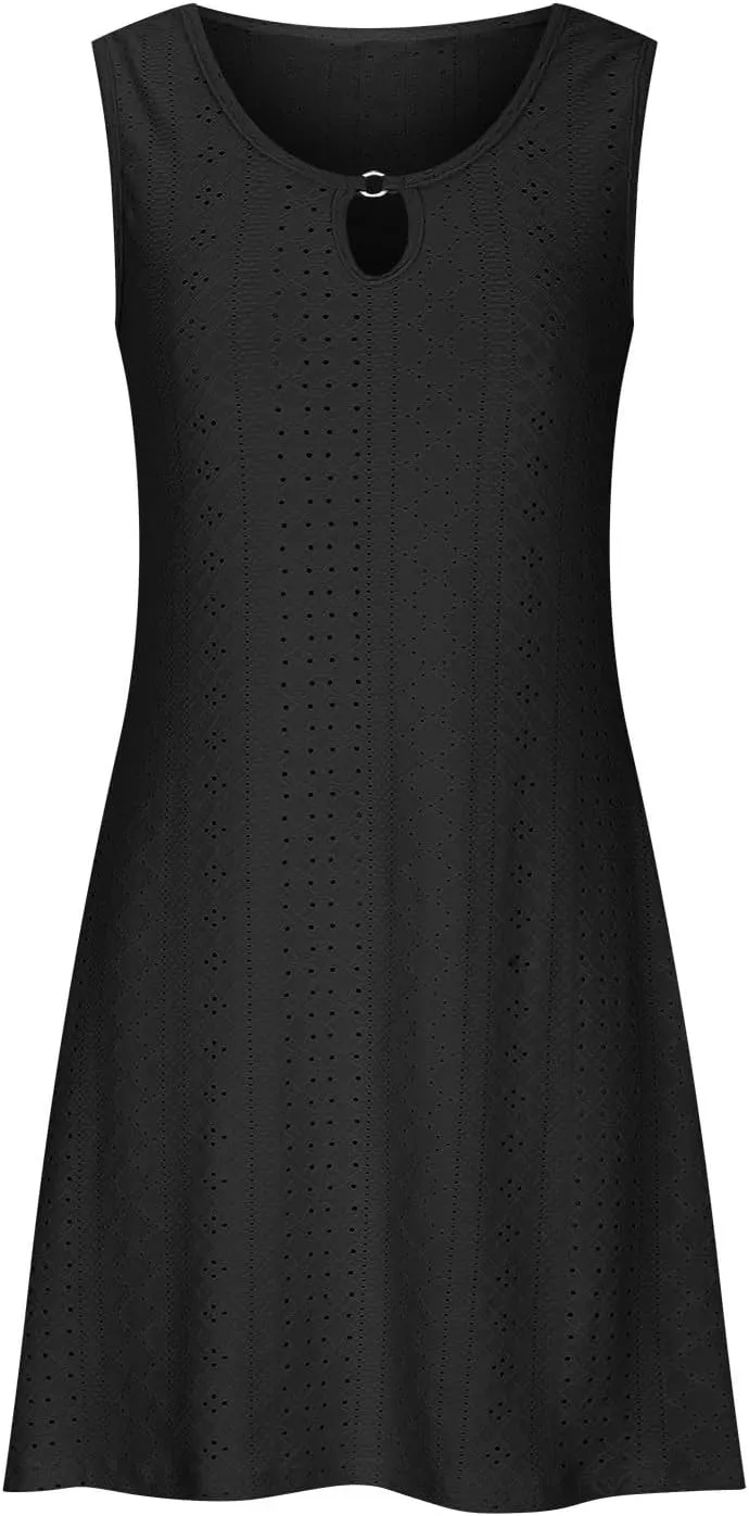 Beach Dresses for Women Knee Length Sleeveless Sun Dress Comfy Lightweight Elelet Dresses