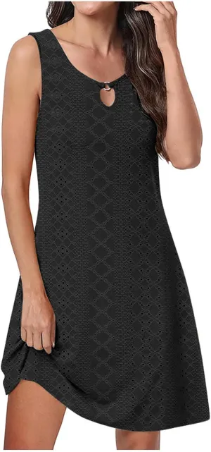 Beach Dresses for Women Knee Length Sleeveless Sun Dress Comfy Lightweight Elelet Dresses