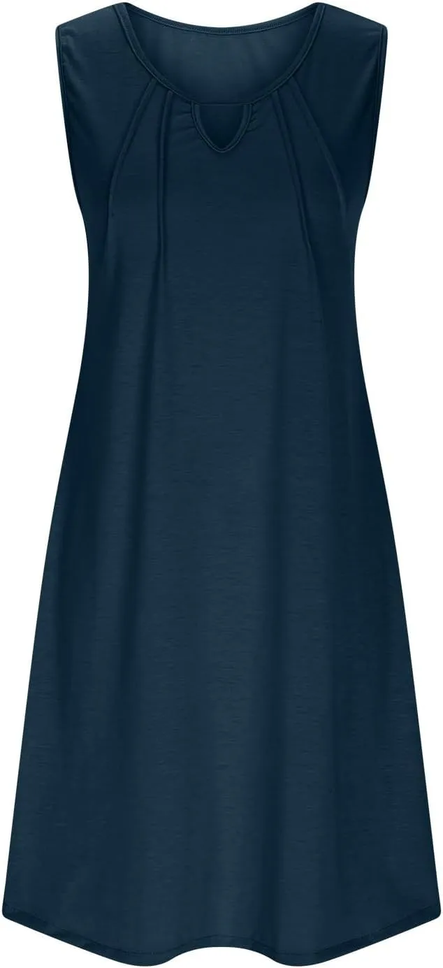 Beach Swimsuit Cover Ups for Women Summer Casual Loose Tshirt Dress Scoop Neck Sleeveless T Shirt Tank Dresses