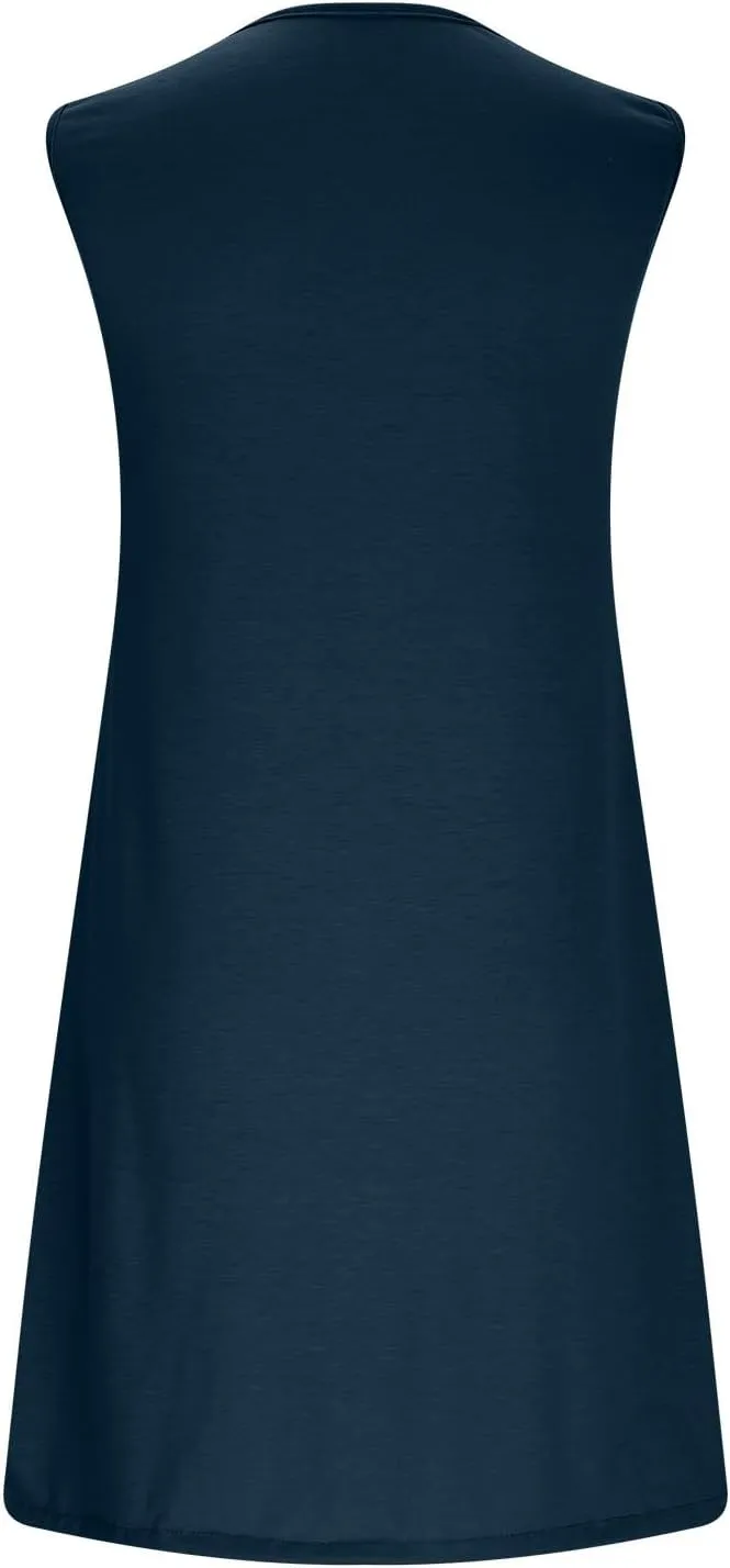 Beach Swimsuit Cover Ups for Women Summer Casual Loose Tshirt Dress Scoop Neck Sleeveless T Shirt Tank Dresses