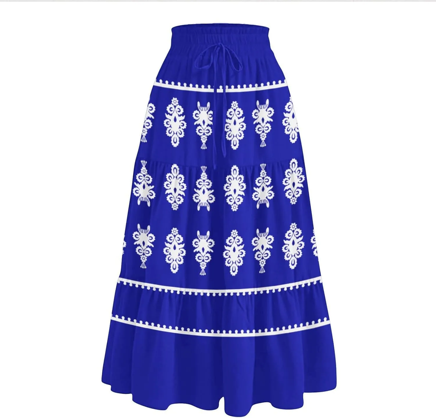 Beach Vacation Clothes for Women Loose Casual Trendy Vintage Printed Elastic Waist Maxi Boho Skirts, S-XL