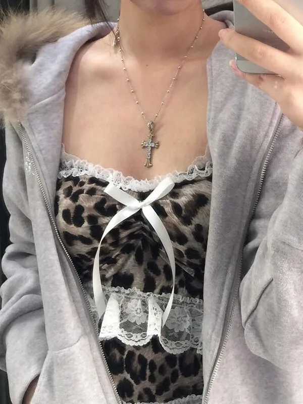 Beatrice leopard lace camisole