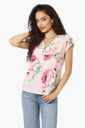 Beechers Brook Floral Half Zip Tee - Pink