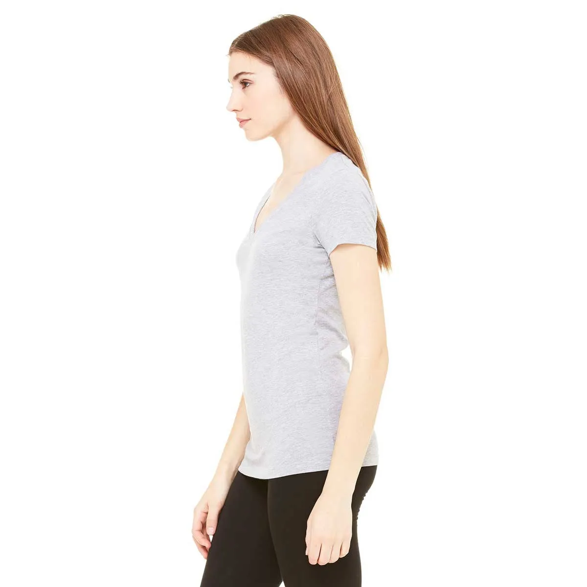 Bella   Canvas Women's Athletic Heather Jersey Short-Sleeve Deep V-Neck T-Shirt