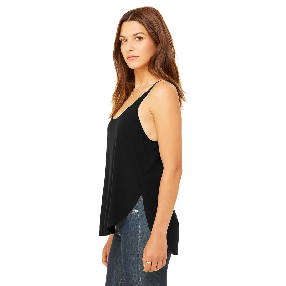 Bella   Canvas Women's Black Flowy Side Slit Tank