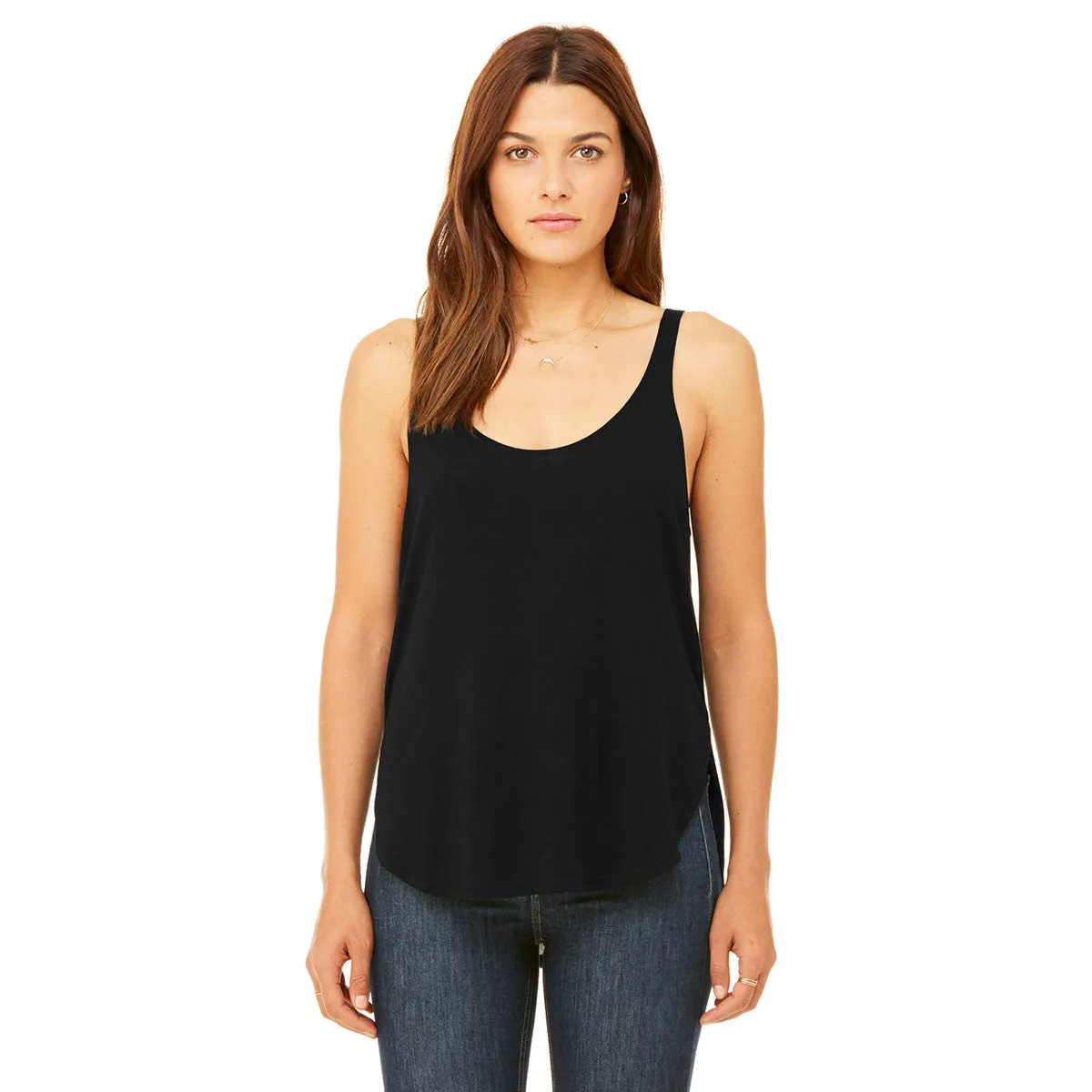 Bella   Canvas Women's Black Flowy Side Slit Tank
