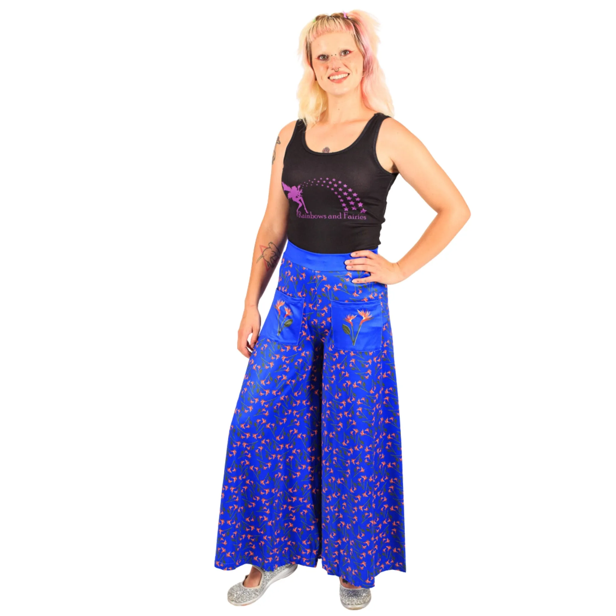 Bird Of Paradise Wide Leg Pants With Pockets