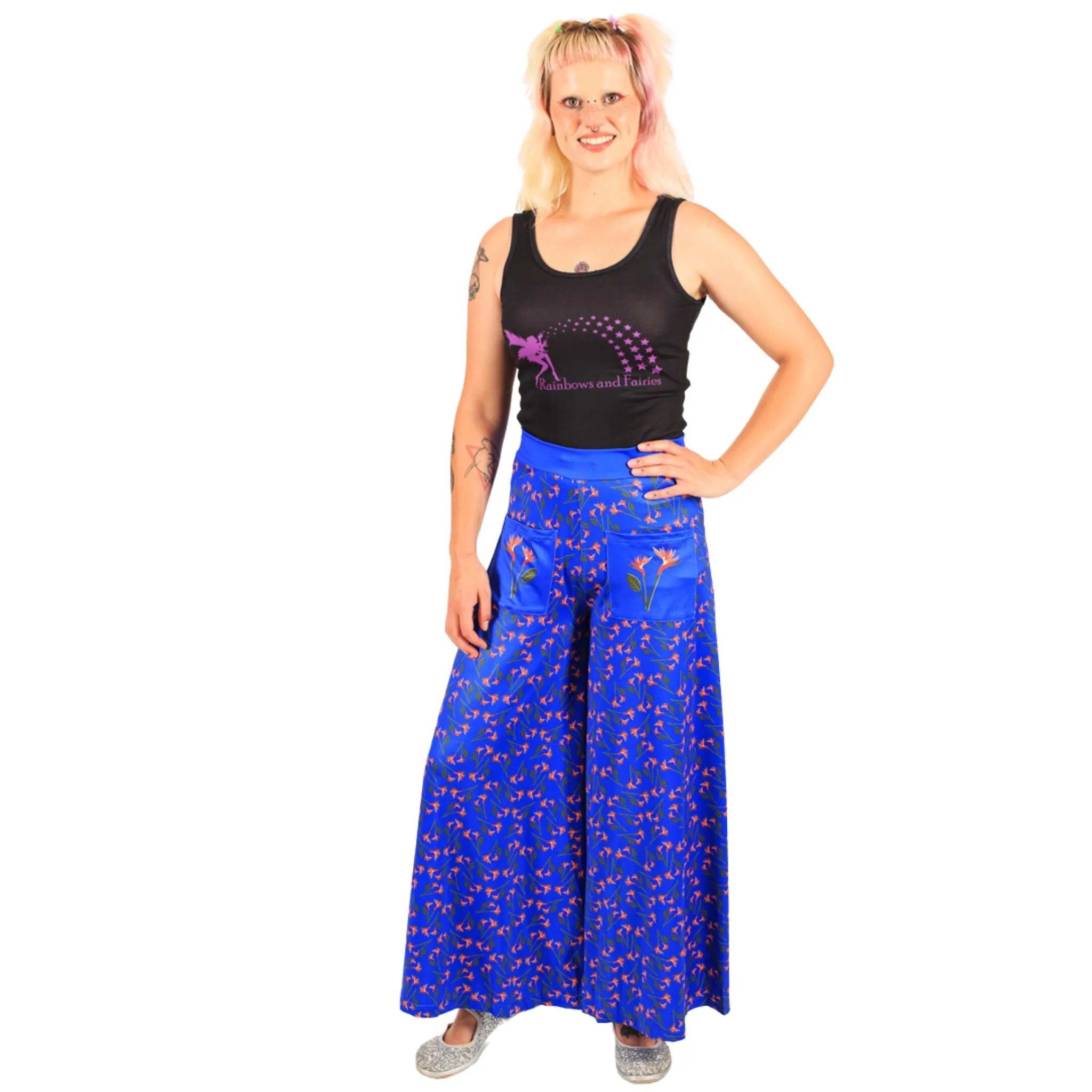 Bird Of Paradise Wide Leg Pants With Pockets
