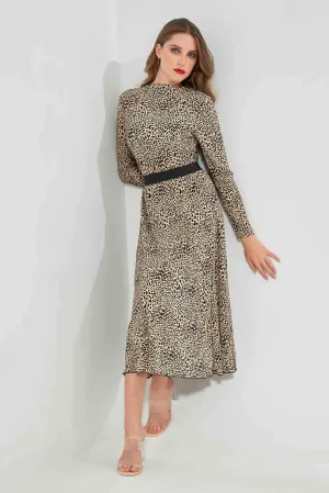 Black And Beige Animal Print Top