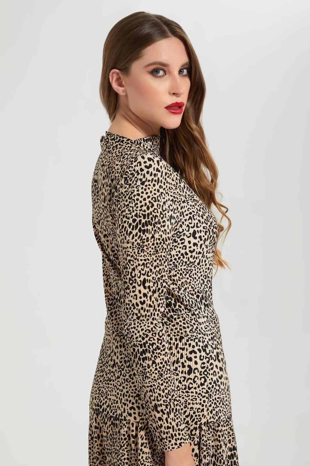 Black And Beige Animal Print Top