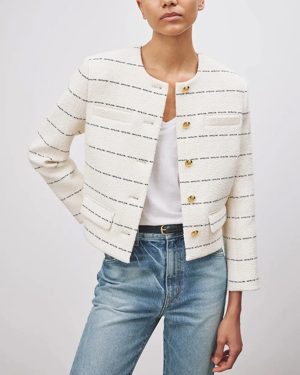 Black and Ivory Stripe Paige Jacket