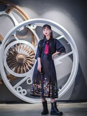 Black modern hanfu set| Ma mian qun|Ming dynasty