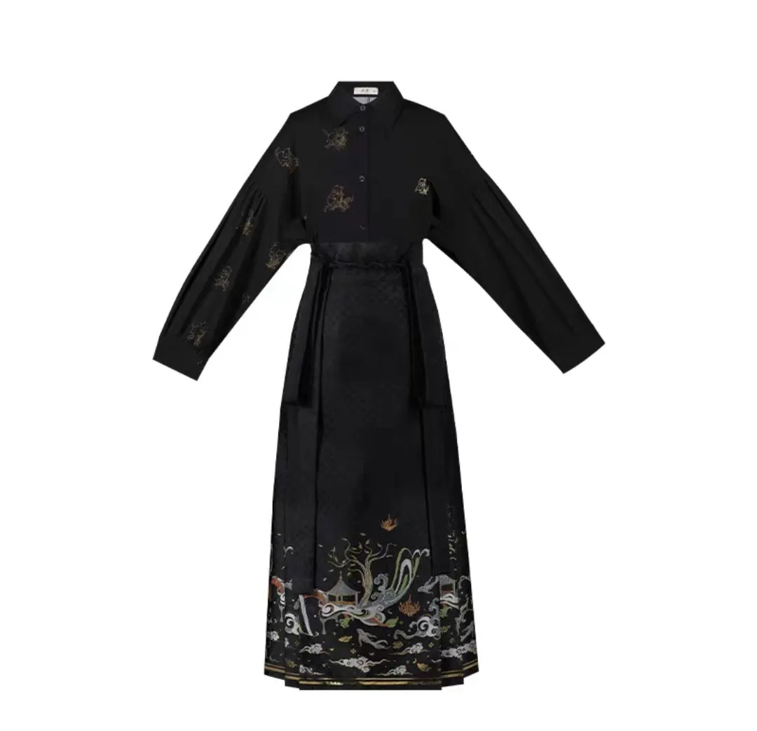 Black modern hanfu set| Ma mian qun|Ming dynasty