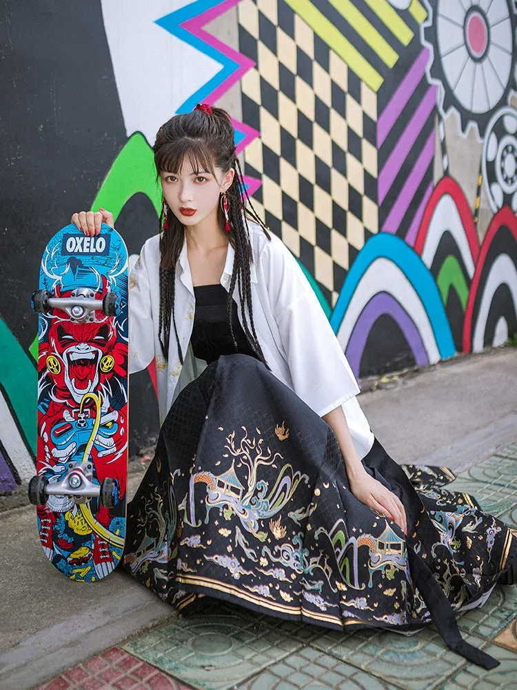 Black modern hanfu set| Ma mian qun|Ming dynasty