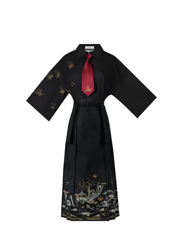 Black modern hanfu set| Ma mian qun|Ming dynasty