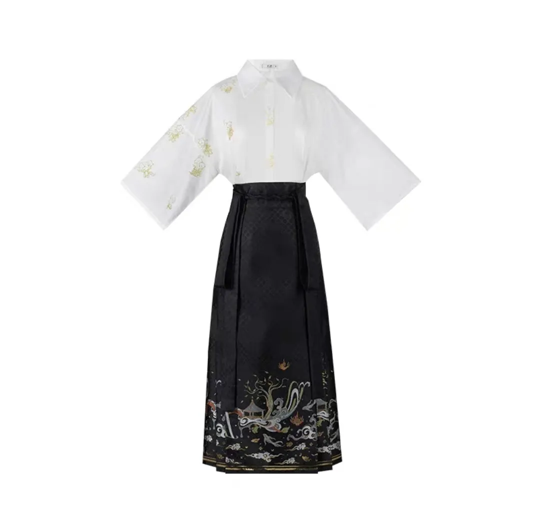 Black modern hanfu set| Ma mian qun|Ming dynasty