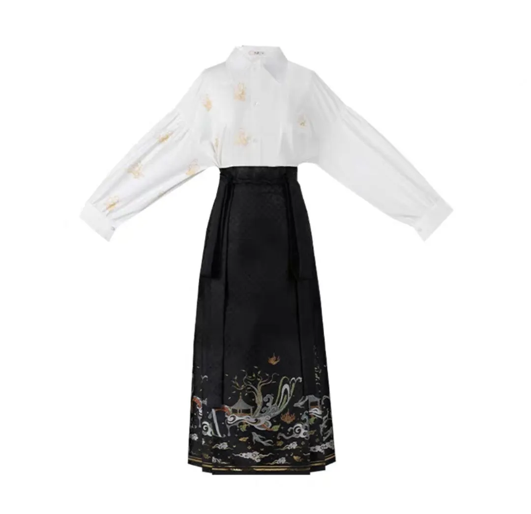 Black modern hanfu set| Ma mian qun|Ming dynasty