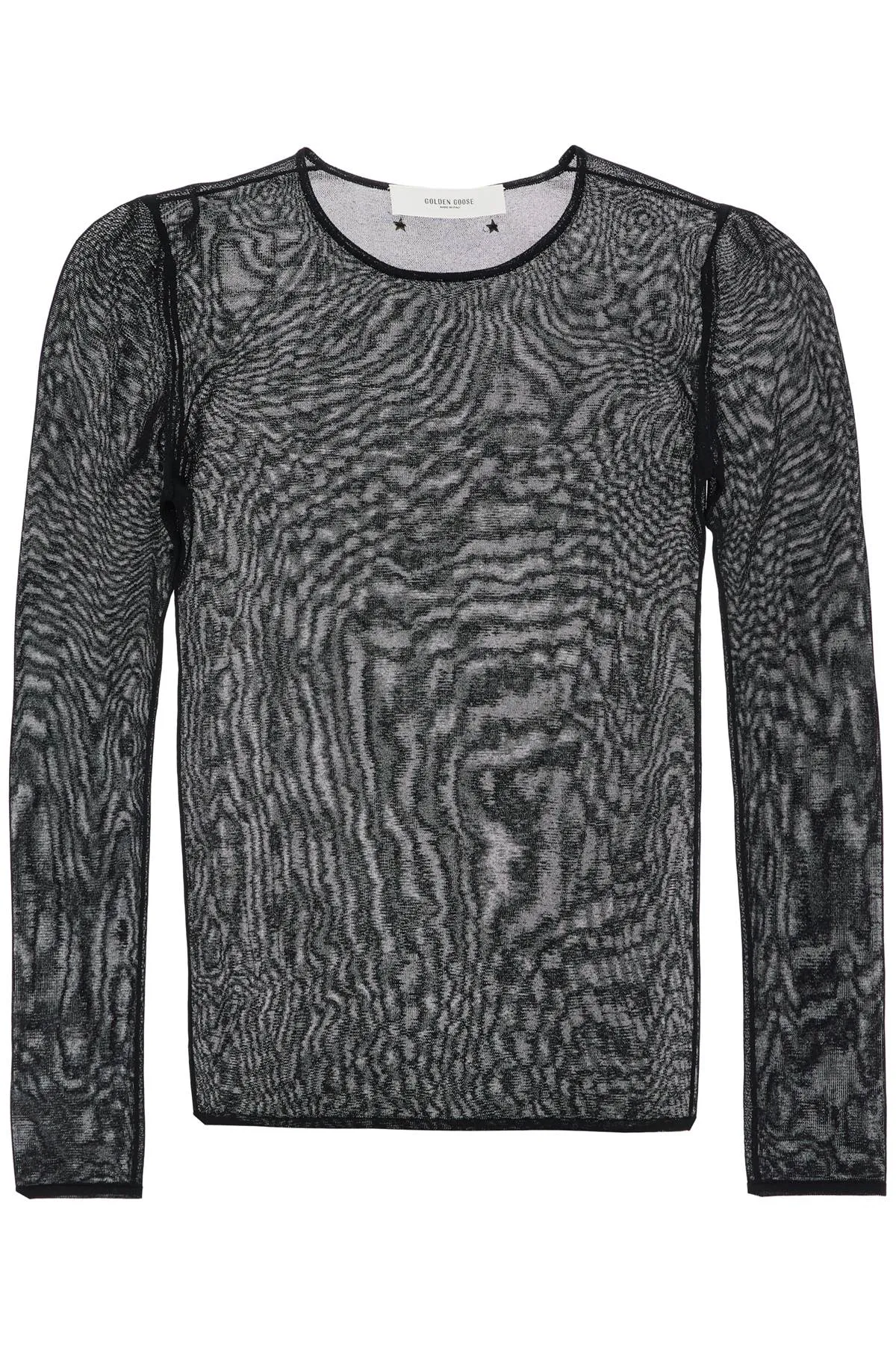 black viscose sweater with small metallic applications GWP02238 P001971 BLACK