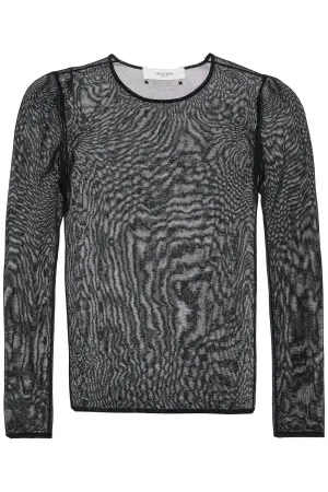 black viscose sweater with small metallic applications GWP02238 P001971 BLACK