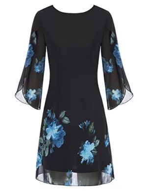 Blackplusblue Floral 24 Loose Chiffon Dress Elegant Wedding Guest Dress for Party Dresses Casual Summer - GRACE KARIN