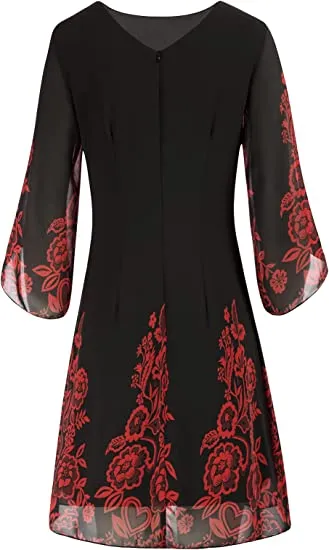 Blackplusblue Floral 24 Loose Chiffon Dress Elegant Wedding Guest Dress for Party Dresses Casual Summer - GRACE KARIN
