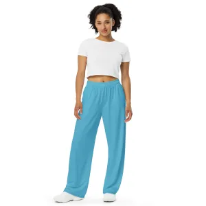 Blue All-over print unisex wide-leg pants