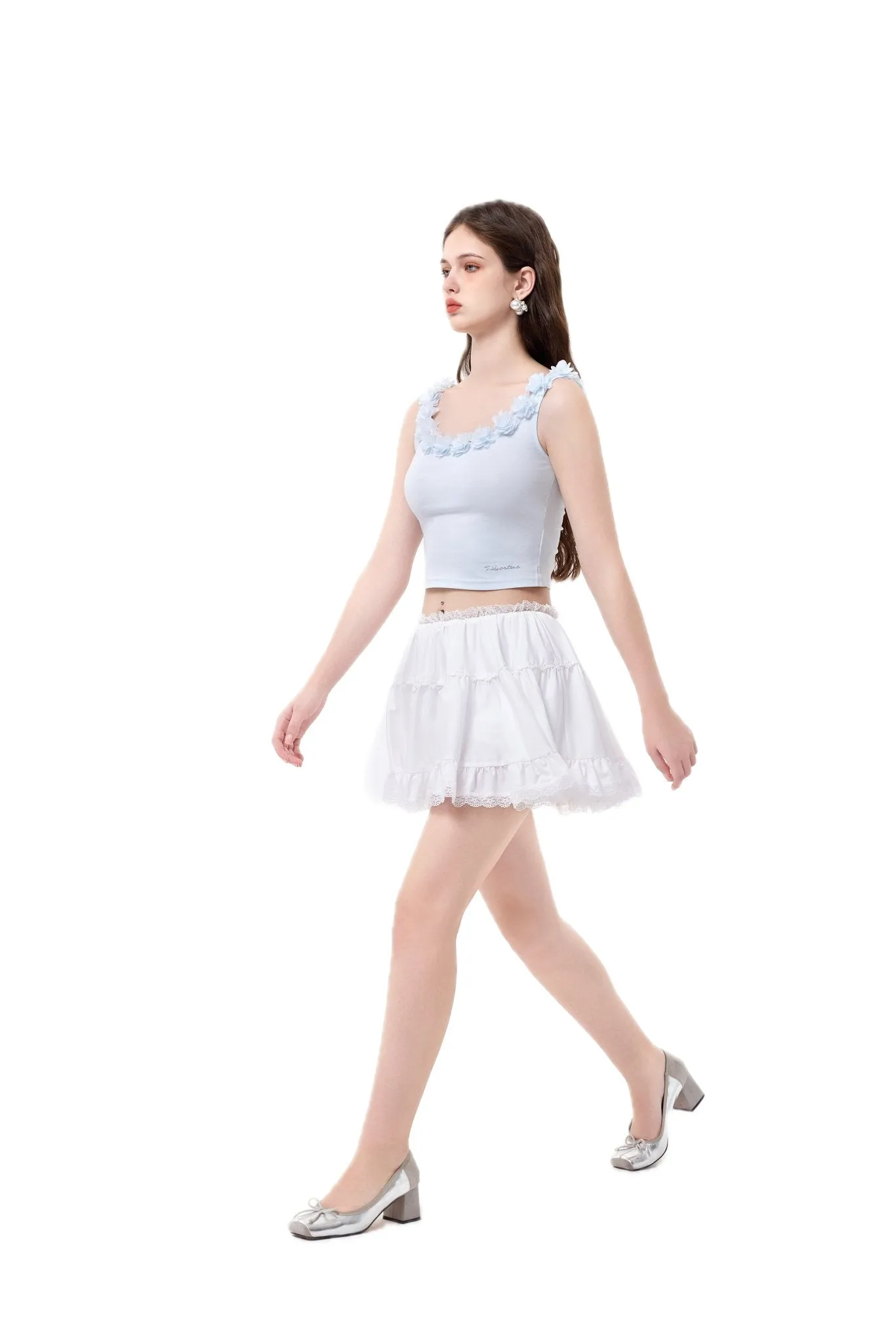 Blue Flower Ribbon Logo Tank Top